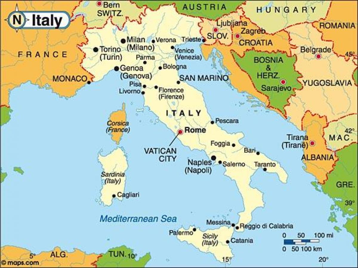 地图和意大利接壤的国家