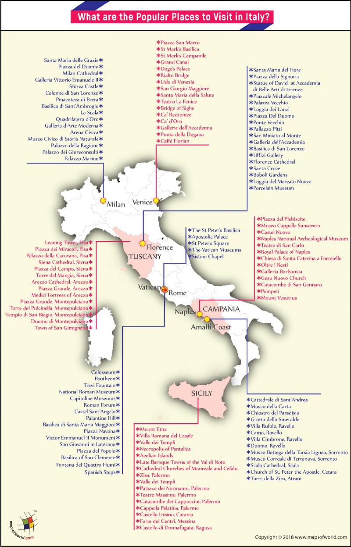 地图上的意大利博物馆