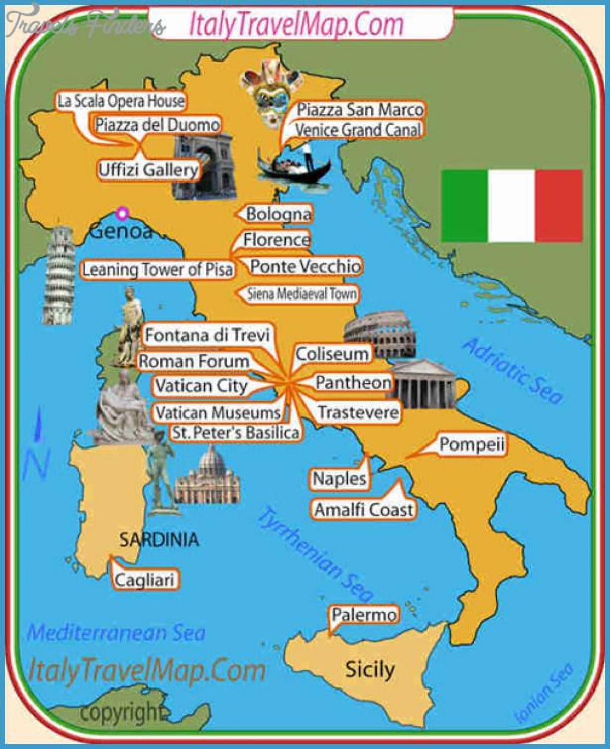 意大利旅游景点的地图