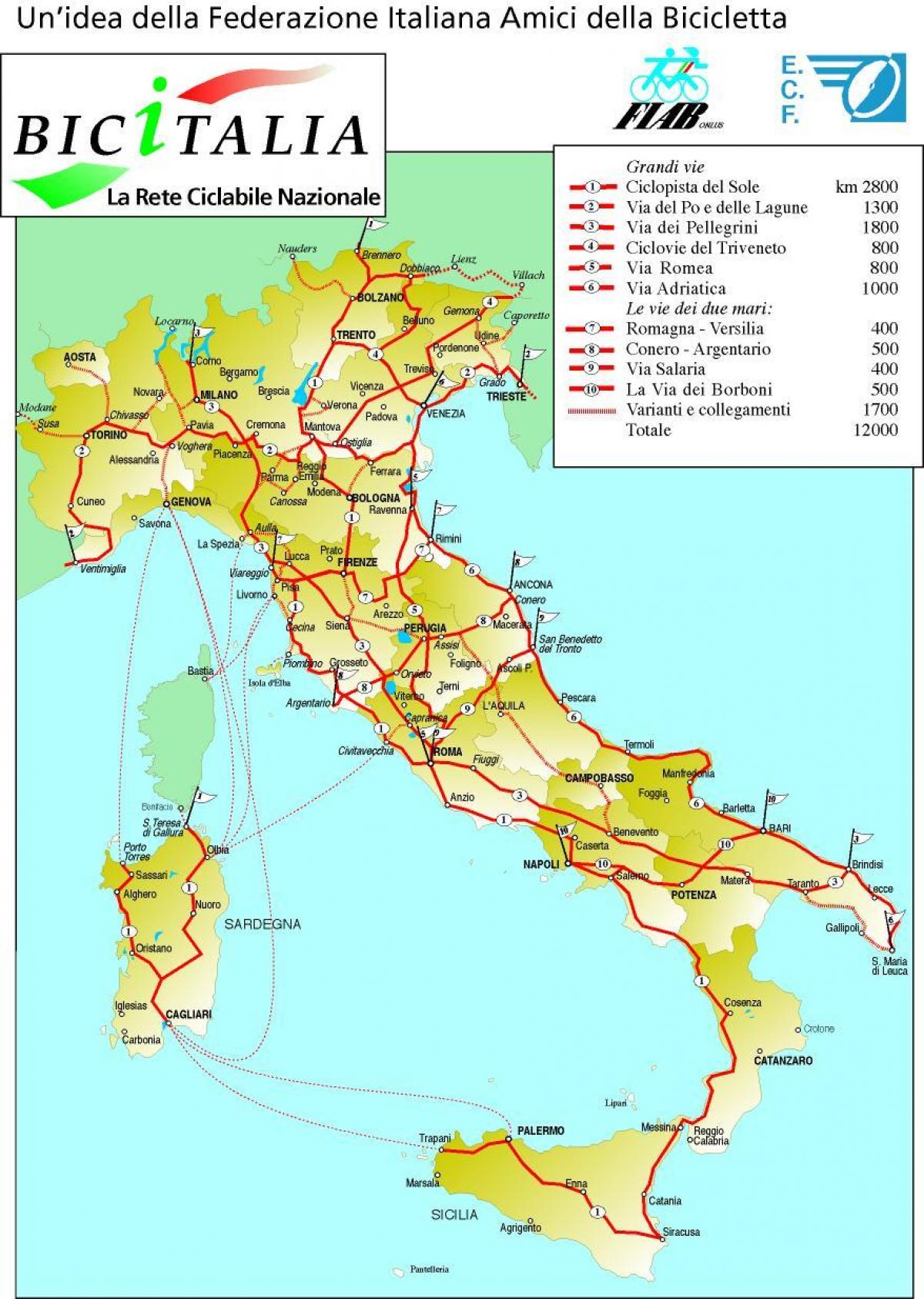 地图意大利的自行车