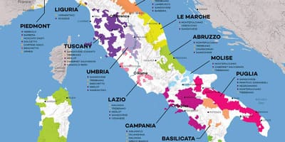 意大利葡萄酒的地图